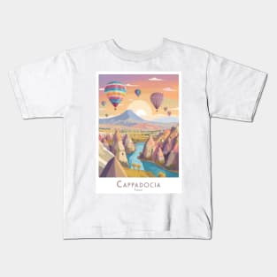 Travel Vintage Retro Poster Enchanting Cappadocia Sunset Kids T-Shirt